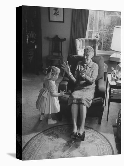 Grandmother Playing with Her Granddaughter-Ralph Crane-Premier Image Canvas