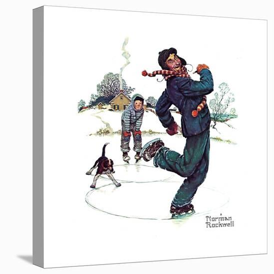 Grandpa and Me: Ice Skating-Norman Rockwell-Premier Image Canvas