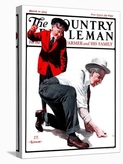 "Grandpa Goes Knuckles Down," Country Gentleman Cover, March 10, 1923-J.F. Kernan-Premier Image Canvas