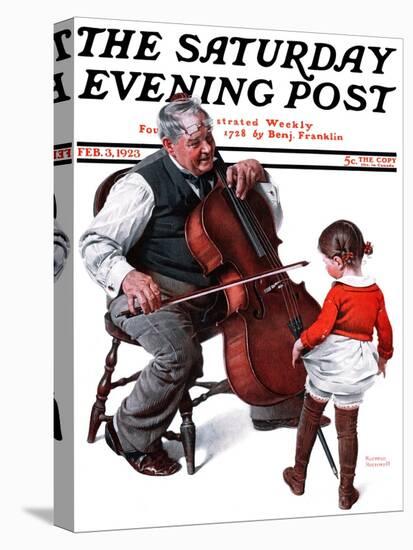 "Grandpa's Little Ballerina" Saturday Evening Post Cover, February 3,1923-Norman Rockwell-Premier Image Canvas