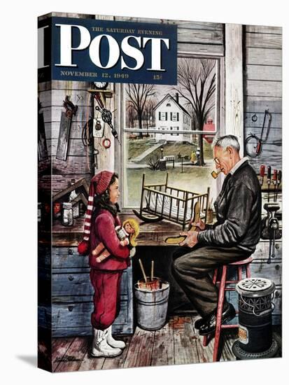 "Grandpa's Workshop," Saturday Evening Post Cover, November 12, 1949-Stevan Dohanos-Premier Image Canvas