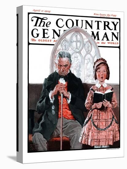 "Grandpa Sleeps, Girl Sings in Church," Country Gentleman Cover, April 11, 1925-William Meade Prince-Premier Image Canvas