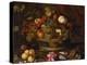 Grapes, Apples, a Peach and Plums in a Basket with Lily of the Valley-Balthasar van der Ast-Premier Image Canvas