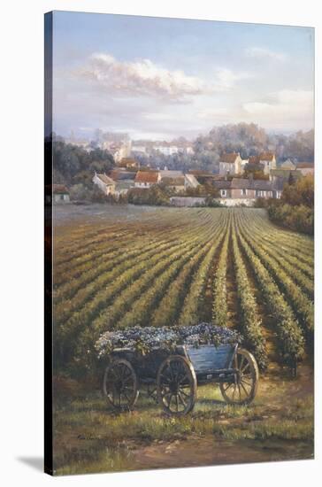 Grapes On Blue Wagon Stretched Canvas Print A J Casson Art Com