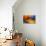 Graphic Composition of Orange Stairs Against a Blue Wall-Rona Schwarz-Premier Image Canvas displayed on a wall