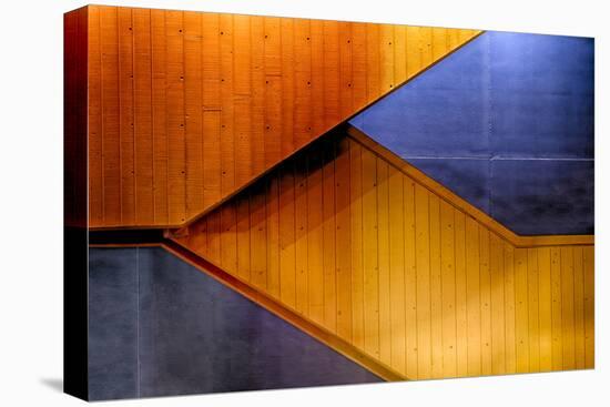 Graphic Composition of Orange Stairs Against a Blue Wall-Rona Schwarz-Premier Image Canvas