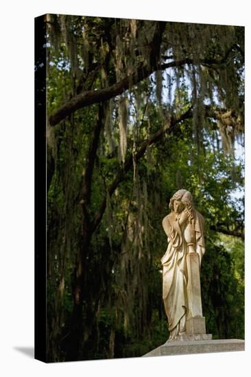 Graveyard Statue and Trees Draped in Spanish Moss at Entrance to Bonaventure Cemetery-Paul Souders-Premier Image Canvas