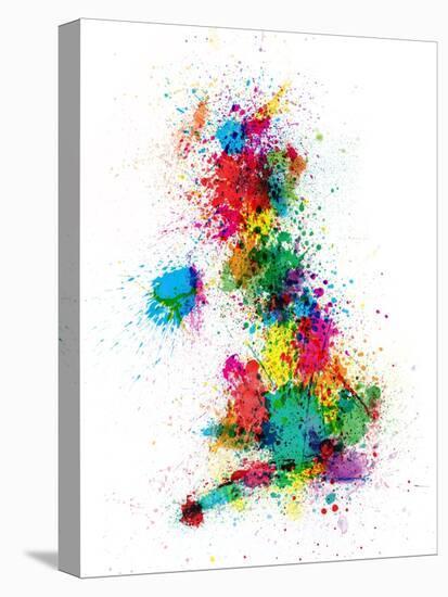 Great Britain UK Map Paint Splashes-Michael Tompsett-Stretched Canvas