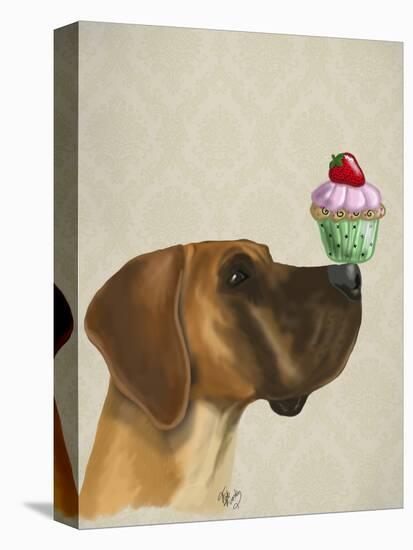 Great Dane and Cupcake-Fab Funky-Stretched Canvas