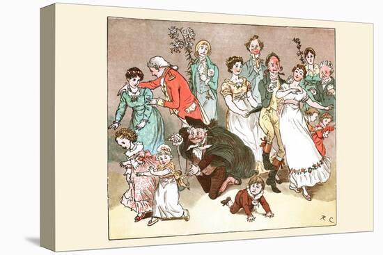 Great Professor Fell to His Knees to Play with the Children at the Wedding Party-Randolph Caldecott-Stretched Canvas