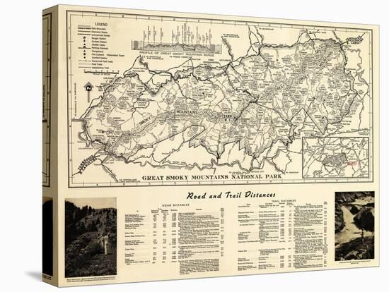 Great Smoky Mountains National Park - Panoramic Map-Lantern Press-Stretched Canvas