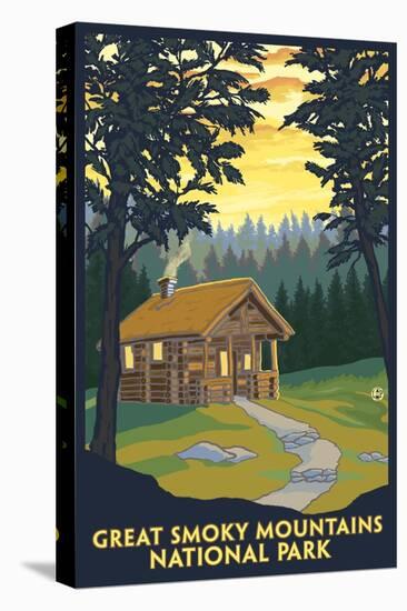 Great Smoky Mountains National Park, Tennessee - Cabin in the Woods-Lantern Press-Stretched Canvas