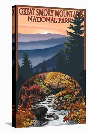 Great Smoky Mountains - Waterfall, c.2009-Lantern Press-Stretched Canvas