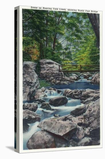 Great Smoky Mts. Nat'l Park, Tn - Rustic Foot Bridge across Roaring Fork Creek, c.1940-Lantern Press-Stretched Canvas