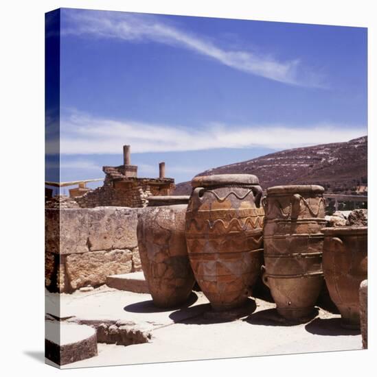 Greece: Carved Stone Pots on Archaeological Site, Knossos, Aegean Island of Crete-null-Premier Image Canvas