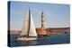 Greece, Crete, Chania, Port Entrance, Sailboat-Catharina Lux-Premier Image Canvas