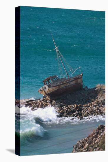 Greece, Crete, Coast, Fishing Cutter, Stranded-Carl-Werner Schmidt-Luchs-Premier Image Canvas