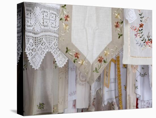 Greece, Crete. Lace and embroidery in shop in town of Kritsa. Lasithi Region.-Scott Smith-Premier Image Canvas