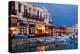 Greece, Crete, Rethimnon, Venetian Harbour, Illuminated, in the Evening-Catharina Lux-Premier Image Canvas