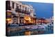 Greece, Crete, Rethimnon, Venetian Harbour, Illuminated, in the Evening-Catharina Lux-Premier Image Canvas