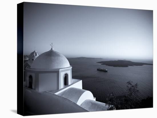 Greece, Cyclades, Santorini, Fira (Thira), Church and View of Santorini Caldera-Michele Falzone-Premier Image Canvas