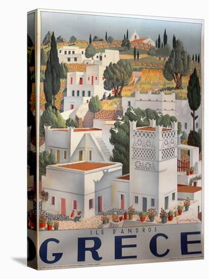 Greece Dandros travel poster-null-Premier Image Canvas