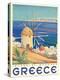 Greece - Island of Mykonos, Vintage Travel Poster 1949-Pacifica Island Art-Stretched Canvas