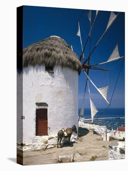 Greece, Mykonos, Mykonos City, Windmill, Donkey-Thonig-Premier Image Canvas