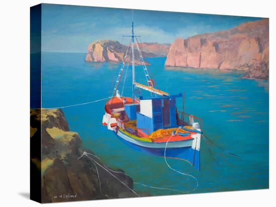 Greek Boat off Rhodes (Oil on Board)-William Ireland-Premier Image Canvas