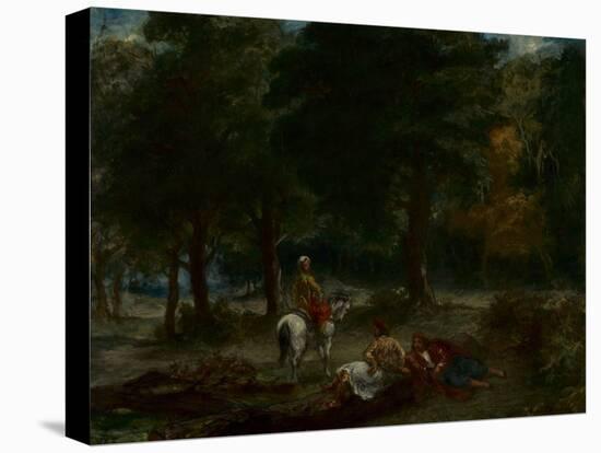 Greek Cavalry Men Resting in Forest, 1858 (Oil on Fabric)-Ferdinand Victor Eugene Delacroix-Premier Image Canvas