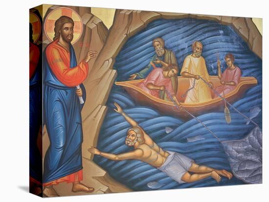 Greek Orthodox Fresco Depicting The Miracle of the Fish-Julian Kumar-Premier Image Canvas