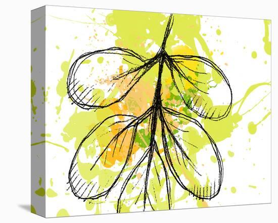 Green Abstract Brush Splash Leaves-Irena Orlov-Stretched Canvas