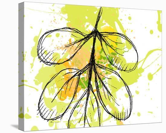 Green Abstract Brush Splash Leaves-Irena Orlov-Stretched Canvas