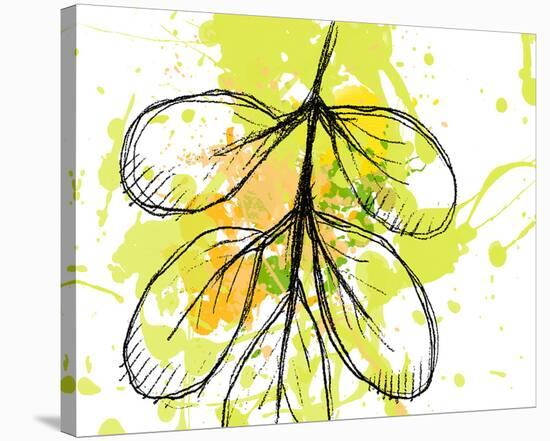 Green Abstract Brush Splash Leaves-Irena Orlov-Stretched Canvas