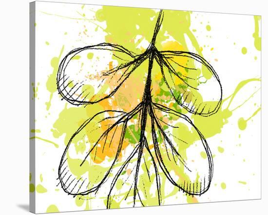 Green Abstract Brush Splash Leaves-Irena Orlov-Stretched Canvas