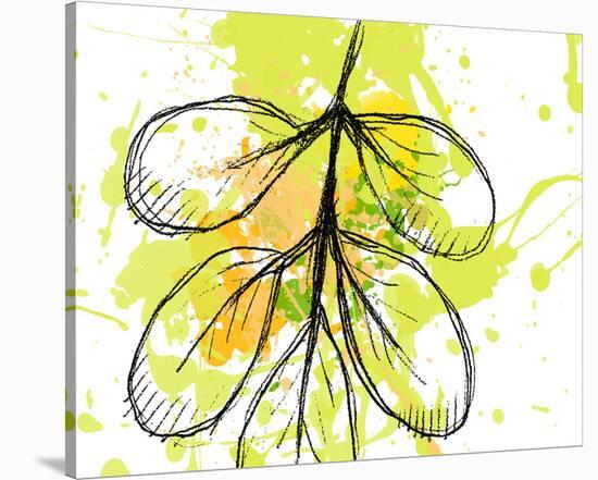 Green Abstract Brush Splash Leaves-Irena Orlov-Stretched Canvas