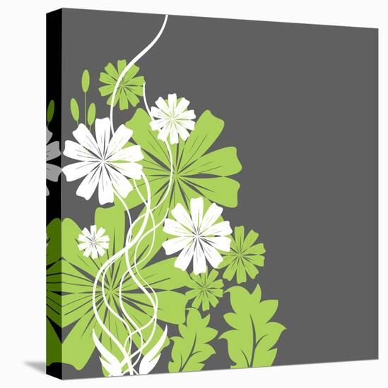 Green and White Flowers-sabelskaya-Stretched Canvas