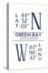 Green Bay, Wisconsin - Latitude and Longitude (Blue)-Lantern Press-Stretched Canvas