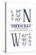 Green Bay, Wisconsin - Latitude and Longitude (Blue)-Lantern Press-Stretched Canvas