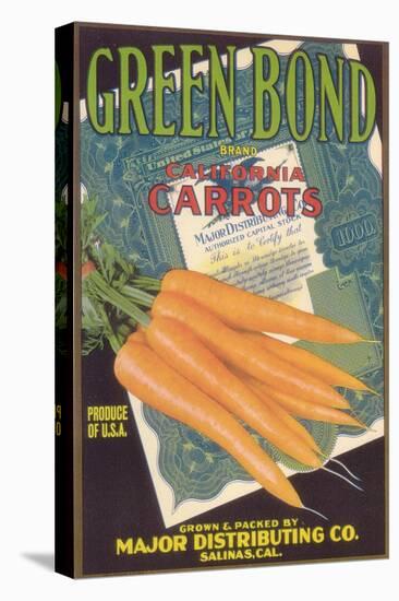 Green Bond Carrot Label - Salinas, CA-Lantern Press-Stretched Canvas