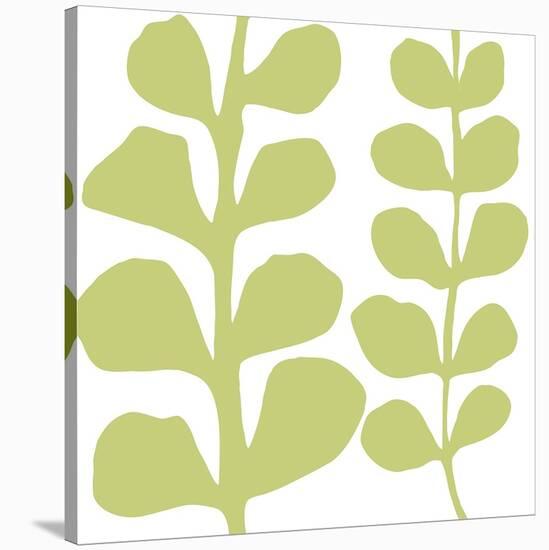 Green Fern on White-Denise Duplock-Stretched Canvas