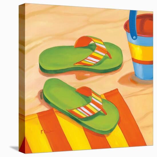 Green Flip Flops-Paul Brent-Stretched Canvas