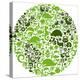 Green Globe Outline Made From Birds, Animals And Flowers Icons-Marish-Stretched Canvas