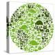 Green Globe Outline Made From Birds, Animals And Flowers Icons-Marish-Stretched Canvas