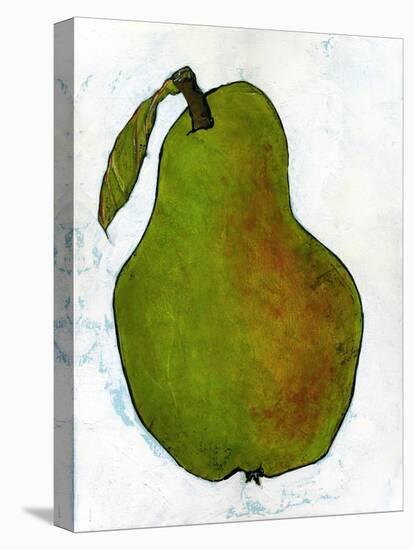 Green Pear on White Background-Blenda Tyvoll-Stretched Canvas
