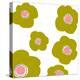 Green Pop Flowers-Jan Weiss-Stretched Canvas