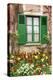 Green shutters at a window overlooking a garden in France-Tom Haseltine-Premier Image Canvas