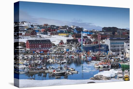 Greenland, Disko Bay, Ilulissat, Town Harbor, Elevated View-Walter Bibikow-Premier Image Canvas