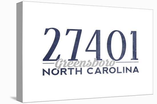 Greensboro, North Carolina - 27401 Zip Code (Blue)-Lantern Press-Stretched Canvas