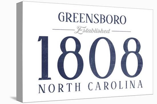 Greensboro, North Carolina - Established Date (Blue)-Lantern Press-Stretched Canvas